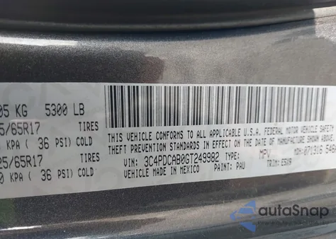 2016 Dodge Journey Se z USA, uszkodzony, nr VIN 3C4PDCAB0GT249982